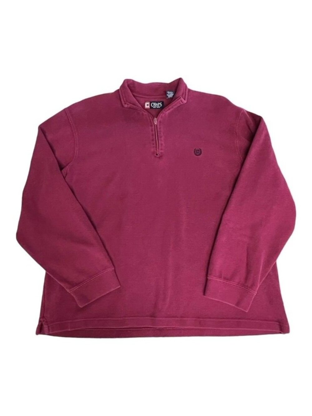 Chaps Mens Quarter Zip Sweater~Size Lrg~Maroon Long Sleeve Layering Shirt L5 16
